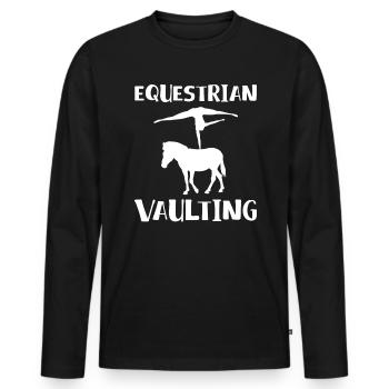 Equestrian Vaulting Shirt Voltagieren - Männer Premium Bio Langarmshirt - Schwarz - Vorne - Nico (187cm)