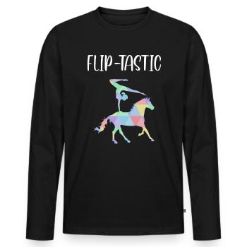 Flip-Tastic Voltagieren Horse Vaulting Shirt - Männer Premium Bio Langarmshirt - Schwarz - Vorne - Nico (187cm)
