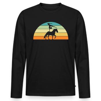 Vintage Retro Horse Vaulting Voltagieren - Männer Premium Bio Langarmshirt - Schwarz - Vorne - Nico (187cm)