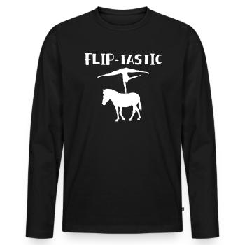 Flip-Tastic Voltagieren Horse Vaulting Shirt - Männer Premium Bio Langarmshirt - Schwarz - Vorne - Nico (187cm)