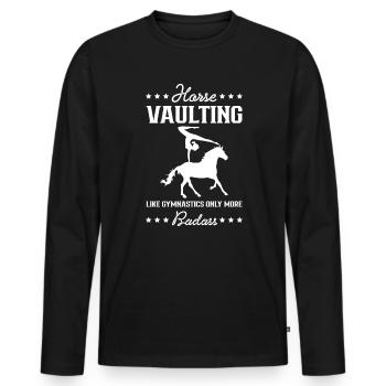 Horse Vaulting Shirt Voltagieren Geschenk - Männer Premium Bio Langarmshirt - Schwarz - Vorne - Nico (187cm)