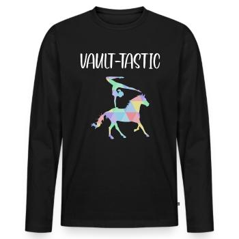 Vault-Tastic Horse Vaulting Voltagieren Shirt - Männer Premium Bio Langarmshirt - Schwarz - Vorne - Nico (187cm)