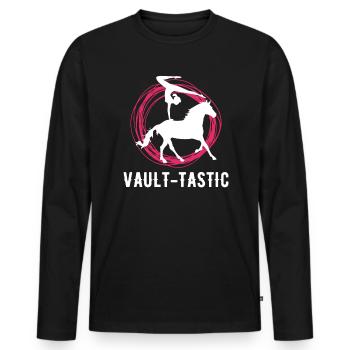 Vault-Tastic Horse Vaulting Voltagieren Shirt - Männer Premium Bio Langarmshirt - Schwarz - Vorne - Nico (187cm)