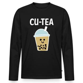 Cu-Tea Bubble Tea Boba Tea Shirt Geschenk - Männer Premium Bio Langarmshirt - Schwarz - Vorne - Nico (187cm)