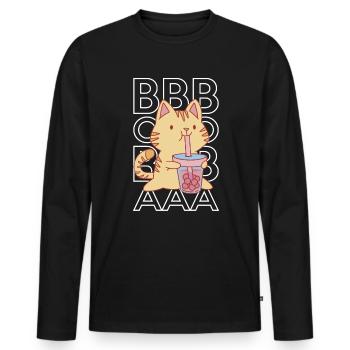 Boba Tea Shirt Cadeau Bubble Tea - T-shirt manches longues Premium bio Homme - noir - Devant - Nico (187cm)