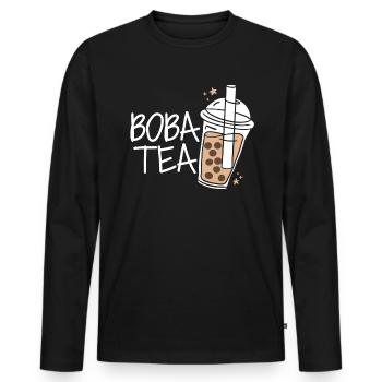 Boba Tea Shirt Cadeau Bubble Tea - T-shirt manches longues Premium bio Homme - noir - Devant - Nico (187cm)
