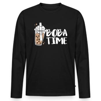 Boba Time Shirt Gift Boba Tea Bubble - Men's Premium Organic Long Sleeve Shirt - black - Front - Nico (187cm)