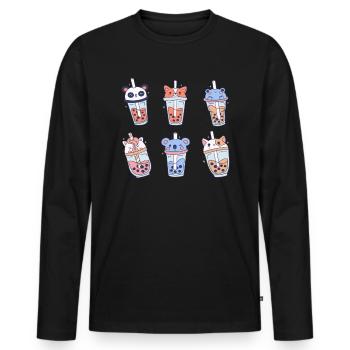 Boba Tea Shirt Geschenk - Männer Premium Bio Langarmshirt - Schwarz - Vorne - Nico (187cm)