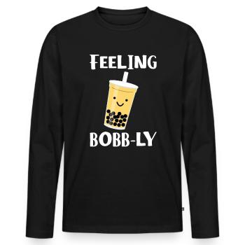 Feeling Bobb-Ly Shirt Geschenk Boba Bubble Tea - Männer Premium Bio Langarmshirt - Schwarz - Vorne - Nico (187cm)