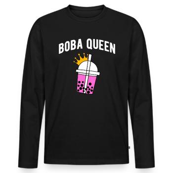 Boba Queen Bubble Tea Partnerlook - Männer Premium Bio Langarmshirt - Schwarz - Vorne - Nico (187cm)