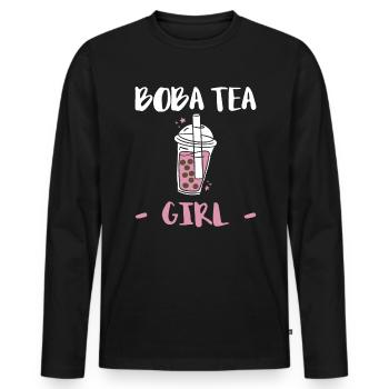 Boba Tea Girl Shirt Geschenk - Männer Premium Bio Langarmshirt - Schwarz - Vorne - Nico (187cm)