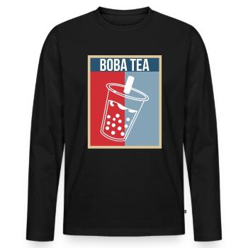 Vintage Retro Boba Tea Shirt Geschenk - Männer Premium Bio Langarmshirt - Schwarz - Vorne - Nico (187cm)