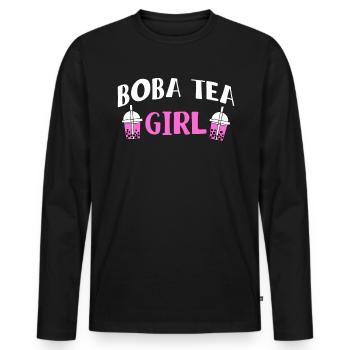 Boba Tea Girl Shirt Geschenk - Männer Premium Bio Langarmshirt - Schwarz - Vorne - Nico (187cm)