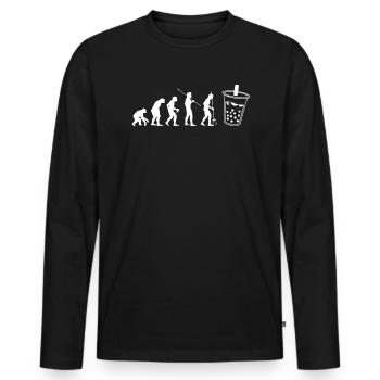 Evolution Bubble Boba Tea Shirt Geschenk - Männer Premium Bio Langarmshirt - Schwarz - Vorne - Nico (187cm)