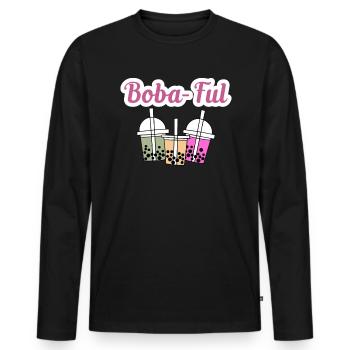 Boba-Ful Shirt Boba Bubble Tea Gift - Men's Premium Organic Long Sleeve Shirt - black - Front - Nico (187cm)
