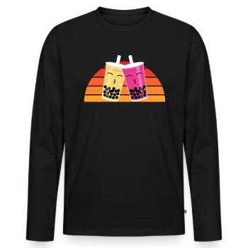 Vintage Retro Bubble Tea Shirt Geschenk Boba - Männer Premium Bio Langarmshirt - Schwarz - Vorne - Nico (187cm)
