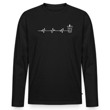 Herzschlag Herzlinie Herzfrequenz Boba Tea - Männer Premium Bio Langarmshirt - Schwarz - Vorne - Nico (187cm)