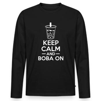 Gardez votre calme et Boba sur le cadeau de la chemise - T-shirt manches longues Premium bio Homme - noir - Devant - Nico (187cm)