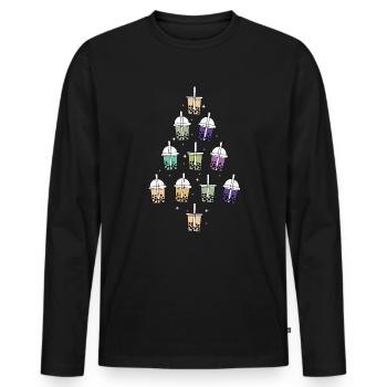 Weihnachtsbaum Boba Tea Shirt Geschenk - Männer Premium Bio Langarmshirt - Schwarz - Vorne - Nico (187cm)