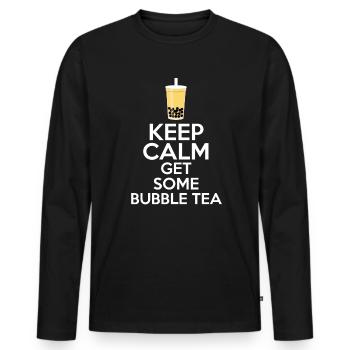 Restez calme Obtenez un cadeau de chemise bubble tea - T-shirt manches longues Premium bio Homme - noir - Devant - Nico (187cm)