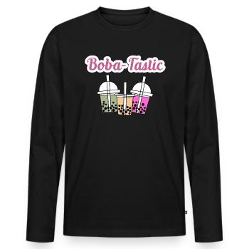 Boba-Tastic Bubble Boba Tea Shirt Gift - Men's Premium Organic Long Sleeve Shirt - black - Front - Nico (187cm)