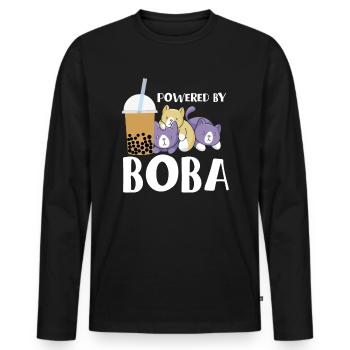 Powered By Boba Shirt Geschenk Katzen Anime - Männer Premium Bio Langarmshirt - Schwarz - Vorne - Nico (187cm)