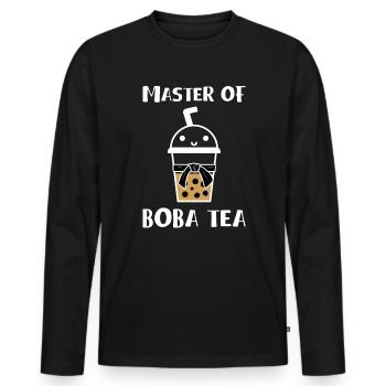 Master Of Boba Tea Shirt Geschenk - Männer Premium Bio Langarmshirt - Schwarz - Vorne - Nico (187cm)