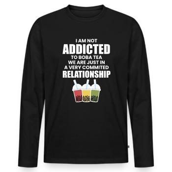 I Am Not Addicted To Boba Tea Shirt Geschenk - Männer Premium Bio Langarmshirt - Schwarz - Vorne - Nico (187cm)