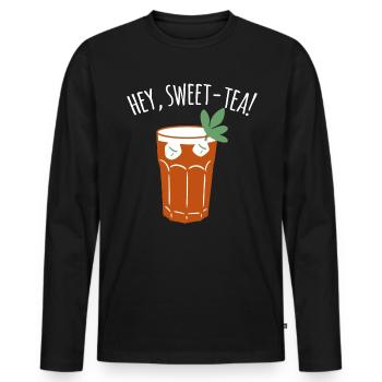 Hey Sweet-Tea Shirt Geschenk Eistee - Männer Premium Bio Langarmshirt - Schwarz - Vorne - Nico (187cm)