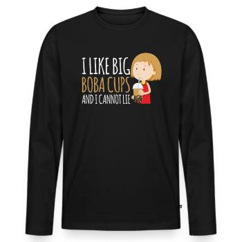 I Like Big Boba Cups And I Cannot Lie Shirt Bubble - Männer Premium Bio Langarmshirt - Schwarz - Vorne - Nico (187cm)
