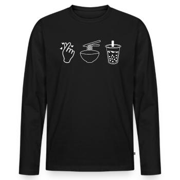 Ramen Boba Tee Shirt Geschenk - Männer Premium Bio Langarmshirt - Schwarz - Vorne - Nico (187cm)