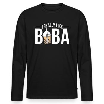 I Really Like Boba Tea Shirt Geschenk Bubble Tee - Männer Premium Bio Langarmshirt - Schwarz - Vorne - Nico (187cm)