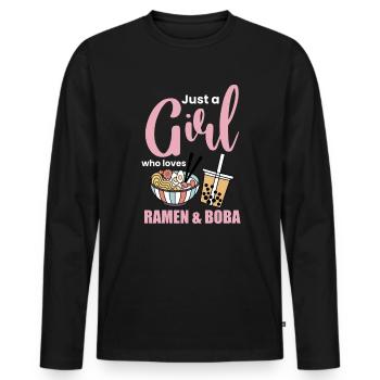 Just A Girl Who Loves Ramen And Boba Shirt - Männer Premium Bio Langarmshirt - Schwarz - Vorne - Nico (187cm)