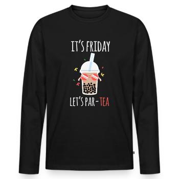 It´s Friday Let´s Part-TEA Shirt Bubble Boba Tee - Männer Premium Bio Langarmshirt - Schwarz - Vorne - Nico (187cm)