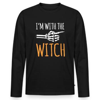 At Avec la sorcière Shirt Cadeau Halloween - T-shirt manches longues Premium bio Homme - noir - Devant - Nico (187cm)