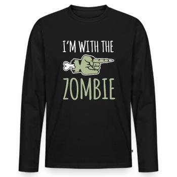 Im With The Zombie Shirt Geschenk Halloween - Männer Premium Bio Langarmshirt - Schwarz - Vorne - Nico (187cm)