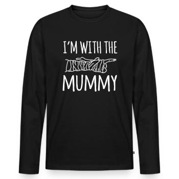 Im With The Mummy Shirt Geschenk Halloween - Männer Premium Bio Langarmshirt - Schwarz - Vorne - Nico (187cm)