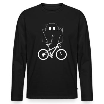 Ghost On Bicycle Shirt Gift - Men's Premium Organic Long Sleeve Shirt - black - Front - Nico (187cm)
