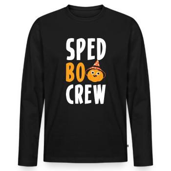 Sped Boo Crew Shirt Geschenk Halloween - Männer Premium Bio Langarmshirt - Schwarz - Vorne - Nico (187cm)