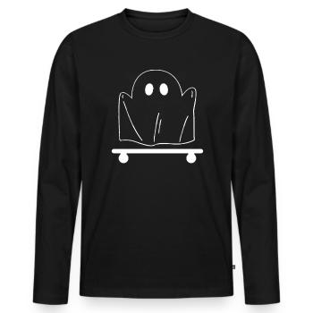 Ghost On Skateboard Shirt Gift - Men's Premium Organic Long Sleeve Shirt - black - Front - Nico (187cm)