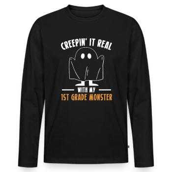 Creepin It Real avec mon monstre de 1ère année - T-shirt manches longues Premium bio Homme - noir - Devant - Nico (187cm)