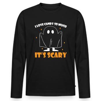 J’aime tellement les bonbons que c’est effrayant Ghost Ghost - T-shirt manches longues Premium bio Homme - noir - Devant - Nico (187cm)