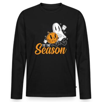 Tis The Season Halloween Pumpkin Ghost Ghost - Men's Premium Organic Long Sleeve Shirt - black - Front - Nico (187cm)
