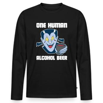 One Human Alcohol Beer Vampir Shirt - Männer Premium Bio Langarmshirt - Schwarz - Vorne - Nico (187cm)