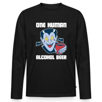 One Human Alcohol Beer Vampir Shirt - Männer Premium Bio Langarmshirt - Schwarz - Vorne - Nico (187cm)