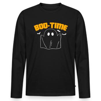Boo-Time Chemise Halloween Ghost Ghost - T-shirt manches longues Premium bio Homme - noir - Devant - Nico (187cm)