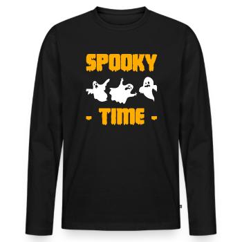 Spooky Time Halloween Ghost Ghost Shirt - Men's Premium Organic Long Sleeve Shirt - black - Front - Nico (187cm)