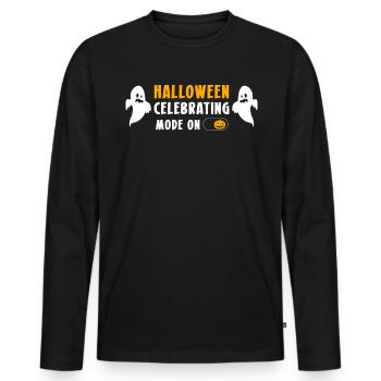 Halloween Celebrating Mode On Shirt Geschenk - Männer Premium Bio Langarmshirt - Schwarz - Vorne - Nico (187cm)
