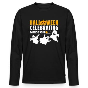 Halloween Celebrating Mode On Shirt Geschenk - Männer Premium Bio Langarmshirt - Schwarz - Vorne - Nico (187cm)