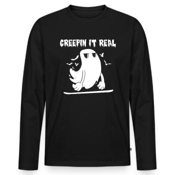 Creep It Real Spirit On Snowboard Shirt - Men's Premium Organic Long Sleeve Shirt - black - Front - Nico (187cm)